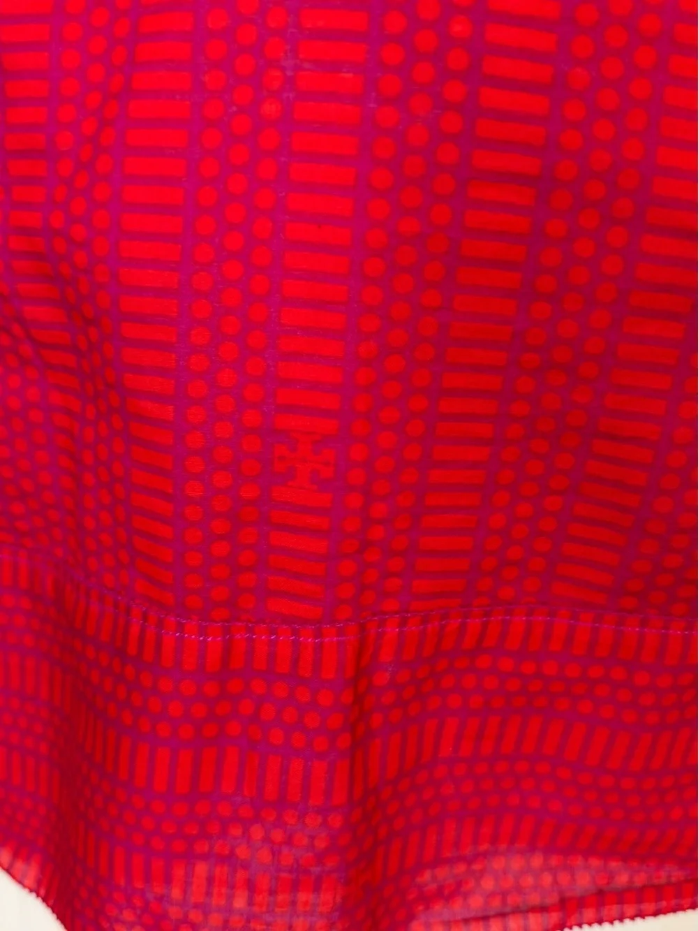 Tory Burch Vibrant Red and Pink Patterned Tunic